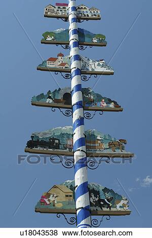 Stock Photo -  Leavenworth, WA, Washington, Bavarian Alpine Village, maypole. Fotosearch