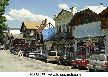 Leavenworth, WA, Washington, Bavarian Alpine Village View Large Photo Image Stock Photo - Leavenworth, WA, Washington, Bavarian Alpine Village. Fotosearch