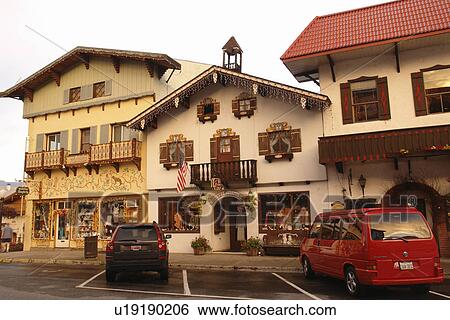 Stock Photograph -  Leavenworth, WA, Washington, Bavarian Alpine Village. Fotosearch