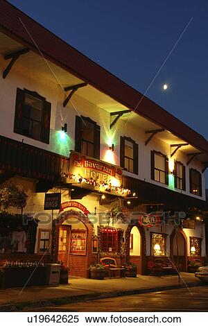 Leavenworth, WA, Washington, Bavarian Alpine Village, The Bavarian Ritz Hotel, evening View Large Photo Image Stock Photography - Leavenworth, WA, Washington, Bavarian Alpine Village, The Bavarian Ritz Hotel, evening. Fotosearch