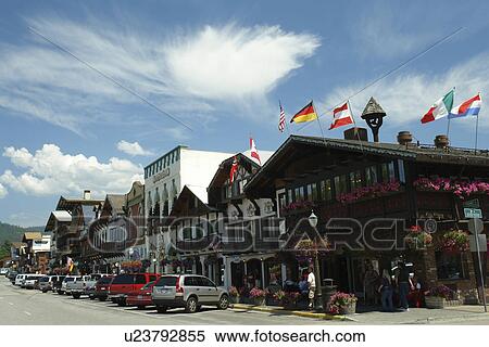 Stock Photography -  Leavenworth, WA, Washington, Bavarian Alpine Village. Fotosearch