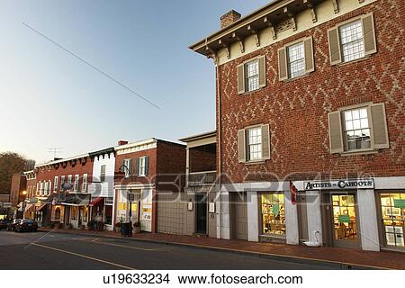 Picture -  Lexington, VA, Virginia, Shenandoah Valley, Historic Downtown, evening. Fotosearch