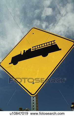 MD, Maryland, Emergency Vehicles Entering Highway sign, fire station ahead, warning sign View Large Photo Image Stock Photo - MD, Maryland, Emergency Vehicles Entering Highway sign, fire station ahead, warning sign. Fotosearch