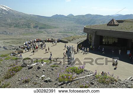 Stock Image -  Mount St. Helens National Volcanic Monument, WA, Washington, Johnston Ridge Observatory. Fotosearch