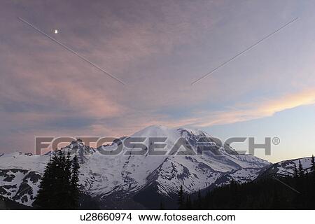 Mt. Rainier National Park, WA, Washington, Mount Rainier, Sunrise, sunset View Large Photo Image Picture - Mt. Rainier National Park, WA, Washington, Mount Rainier, Sunrise, sunset. Fotosearch