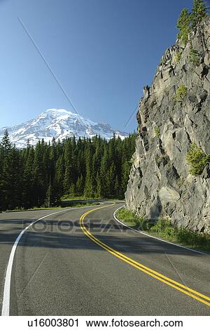 Stock Image -  Mt. Rainier National Park, WA, Washington, Mount Rainier, road, scenic drive. Fotosearch