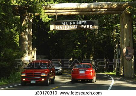 Stock Image -  Mt. Rainier National Park, WA, Washington, Nisqually Entrance. Fotosearch