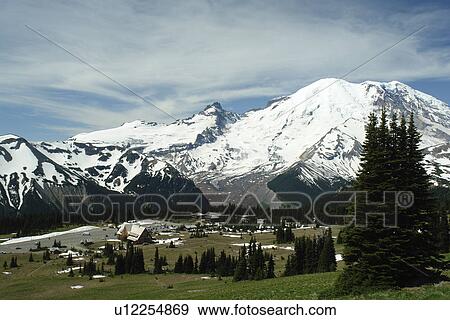 Mt. Rainier National Park, WA, Washington, Mount Rainier, hiking trail above Sunrise View Large Photo Image Stock Photo - Mt. Rainier National Park, WA, Washington, Mount Rainier, hiking trail above Sunrise. Fotosearch