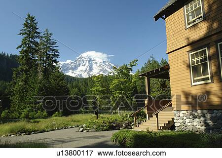 Stock Photo -  Mt. Rainier National Park, WA, Washington, National Park Inn, Longmire Museum. Fotosearch