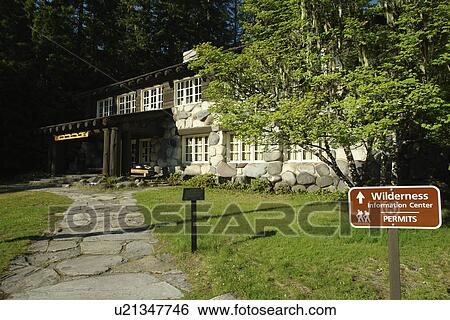 Stock Photograph -  Mt. Rainier National Park, WA, Washington, Wilderness Information Center, Longmire Museum. Fotosearch