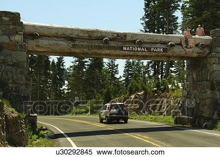 Stock Photography -  Mt. Rainier National Park, WA, Washington, Chinook Pass, Entrance. Fotosearch