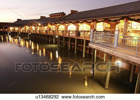 Stock Image -  Myrtle Beach, SC, South Carolina, The Grand Strand, Broadway at the Beach, evening. Fotosearch