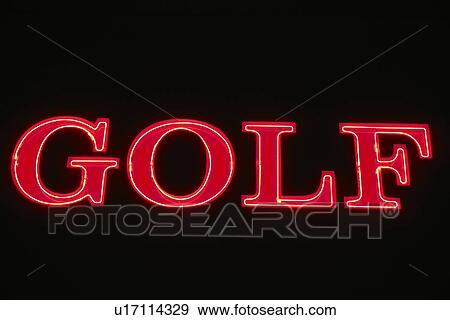 Stock Photo -  Myrtle Beach, SC, South Carolina, The Grand Strand, Martin's Golf & Tennis Superstore, neon sign. Fotosearch