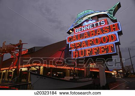 Stock Photo Of Myrtle Beach Sc South Carolina The Grand Strand Myrtle Beach Sc South Carolina The Grand Strand Bennetts Seafood Restaurant Neon Sign Evening