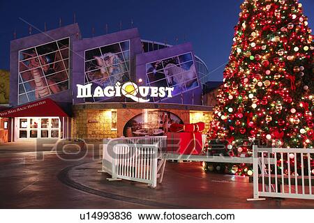 Stock Photograph -  Myrtle Beach, SC, South Carolina, The Grand Strand, Broadway at the Beach, MagiQuest, evening. Fotosearch