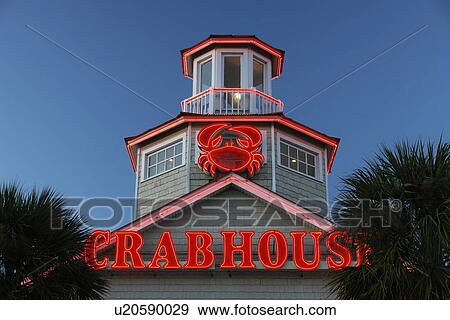 Stock Photograph Of Myrtle Beach Sc South Carolina The Grand Myrtle Beach Sc South Carolina The Grand Strand Crabhouse Seafood Restaurant Neon Sign