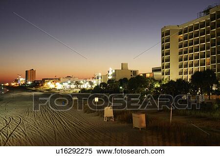 Myrtle Beach, SC, South Carolina, The Grand Strand, resorts, evening View Large Photo Image Stock Photography - Myrtle Beach, SC, South Carolina, The Grand Strand, resorts, evening. Fotosearch