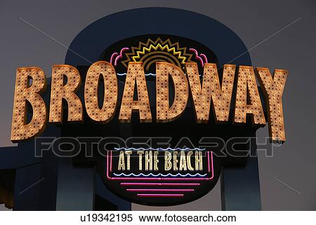 Stock Photography -  Myrtle Beach, SC, South Carolina, The Grand Strand, Broadway at the Beach, neon sign. Fotosearch