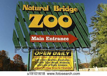 Natural Bridge, VA, Virginia, Shenandoah Valley, Natural Bridge Zoo, entrance sign View Large Photo Image Stock Photo - Natural Bridge, VA, Virginia, Shenandoah Valley, Natural Bridge Zoo, entrance sign. Fotosearch