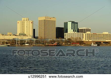 Norfolk, VA, Virginia, Hampton Roads Area, waterfront, skyline View Large Photo Image Stock Image - Norfolk, VA, Virginia, Hampton Roads Area, waterfront, skyline. Fotosearch