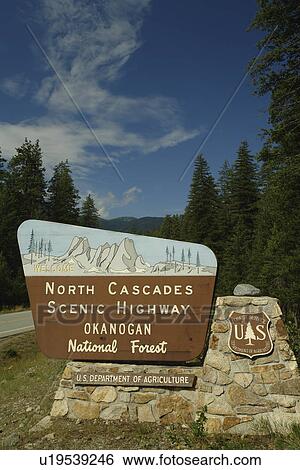 North Cascades Scenic Highway, WA, Washington, Okanogan National Forest, Cascade Range, entrance sign, SR 20 View Large Photo Image Stock Photograph - North Cascades Scenic Highway, WA, Washington, Okanogan National Forest, Cascade Range, entrance sign, SR 20. Fotosearch