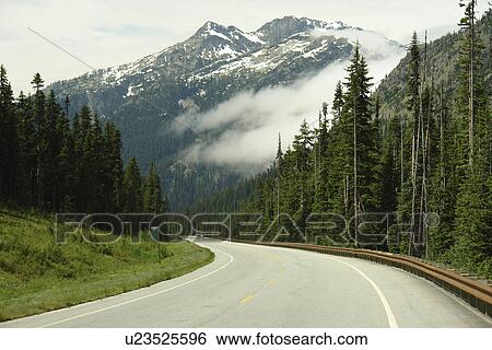 Stock Photograph -  North Cascades Scenic Highway, WA, Washington, Okanogan National Forest, Cascade Range, SR 20, Washington Pass Overlook. Fotosearch