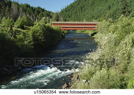 Oakridge, OR, Oregon, Willamette National Forest, covered bridge, West Cascades Scenic Byway, North Fork of Middle Fork of the Willamette River View Large Photo Image Picture - Oakridge, OR, Oregon, Willamette National Forest, covered bridge, West Cascades Scenic Byway, North Fork of Middle Fork of the Willamette River. Fotosearch