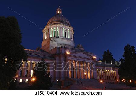 Picture -  Olympia, WA, Washington, State Capitol, The Capitol Campus, evening. Fotosearch