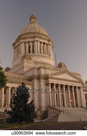 Picture -  Olympia, WA, Washington, State Capitol, The Capitol Campus, evening. Fotosearch