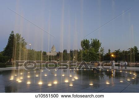 Olympia, WA, Washington, State Capitol, The Capitol Campus, Heritage Fountain, Heritage Park, evening View Large Photo Image Stock Image - Olympia, WA, Washington, State Capitol, The Capitol Campus, Heritage Fountain, Heritage Park, evening. Fotosearch
