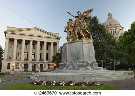 Stock Image -  Olympia, WA, Washington, State Capitol, Washington State War Memorial, The Capitol Campus Grounds. Fotosearch