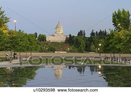 Olympia, WA, Washington, State Capitol, The Capitol Campus, Heritage Fountain, Heritage Park, evening View Large Photo Image Stock Photo - Olympia, WA, Washington, State Capitol, The Capitol Campus, Heritage Fountain, Heritage Park, evening. Fotosearch