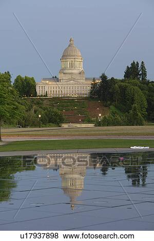 Olympia, WA, Washington, State Capitol, The Capitol Campus, Heritage Fountain, Heritage Park, evening View Large Photo Image Stock Photo - Olympia, WA, Washington, State Capitol, The Capitol Campus, Heritage Fountain, Heritage Park, evening. Fotosearch