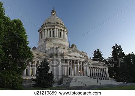 Stock Photo -  Olympia, WA, Washington, State Capitol, The Capitol Campus, evening. Fotosearch