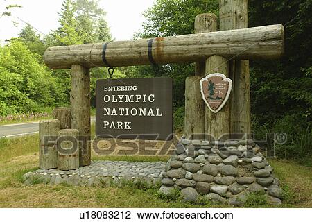 Olympic National Park, WA, Washington, Pacific Ocean, Olympic Peninsula, entrance sign View Large Photo Image Stock Image - Olympic National Park, WA, Washington, Pacific Ocean, Olympic Peninsula, entrance sign. Fotosearch