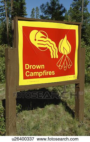 OR, Oregon, Deschutes National Forest, Drown Campfires, Forest Fire Danger, sign View Large Photo Image Stock Photo - OR, Oregon, Deschutes National Forest, Drown Campfires, Forest Fire Danger, sign. Fotosearch