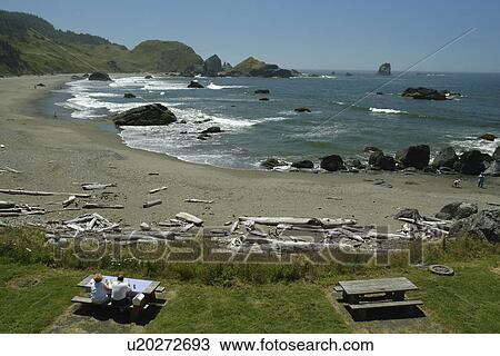 OR, Oregon, Pacific Ocean, Pacific Coast Scenic Byway, Rt Route, Highway 101, Samuel H. Boardman Scenic Corridor, Sea Stacks, picnic area View Large Photo Image Stock Image -  OR, Oregon, Pacific Ocean, Pacific Coast Scenic Byway, Rt Route, Highway 101, Samuel H. Boardman Scenic Corridor, Sea Stacks, picnic area. Fotosearch