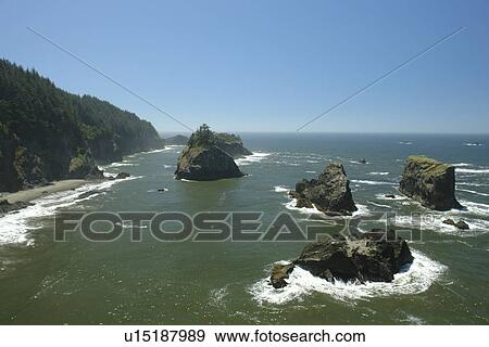 OR, Oregon, Pacific Ocean, Pacific Coast Scenic Byway, Rt Route, Highway 101, Samuel H. Boardman Scenic Corridor, Sea Stacks View Large Photo Image Stock Photo - OR, Oregon, Pacific Ocean, Pacific Coast Scenic Byway, Rt Route, Highway 101, Samuel H. Boardman Scenic Corridor, Sea Stacks. Fotosearch