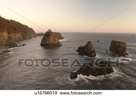 OR, Oregon, Pacific Ocean, Pacific Coast Scenic Byway, Rt Route, Highway 101, Samuel H. Boardman Scenic Corridor, Sea Stacks View Large Photo Image Stock Photo - OR, Oregon, Pacific Ocean, Pacific Coast Scenic Byway, Rt Route, Highway 101, Samuel H. Boardman Scenic Corridor, Sea Stacks. Fotosearch