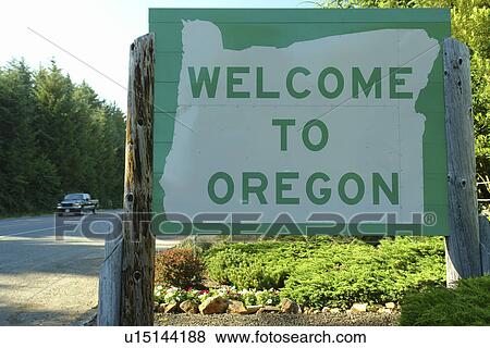 OR, Oregon, Welcome to Oregon, border, road sign View Large Photo Image Stock Photo - OR, Oregon, Welcome to Oregon, border, road sign. Fotosearch