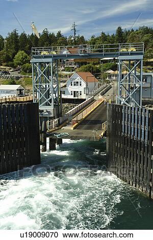Stock Image -  Orcas, WA, Washington, Puget Sound, San Juan Islands, Orcas Island, Washington State ferry to British Columbia, Canada. Fotosearch