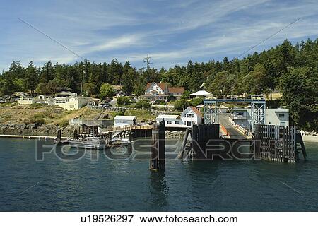 Stock Photo -  Orcas, WA, Washington, Puget Sound, San Juan Islands, Orcas Island, Washington State ferry to British Columbia, Canada. Fotosearch