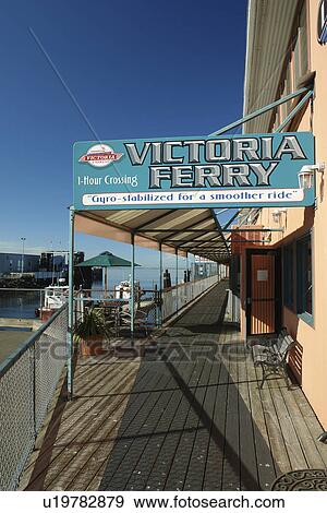 Stock Photo -  Port Angeles, WA, Washington, Olympic Peninsula, Strait of Juan de Fuco, waterfront, The Landing, Victoria Ferry Dock. Fotosearch