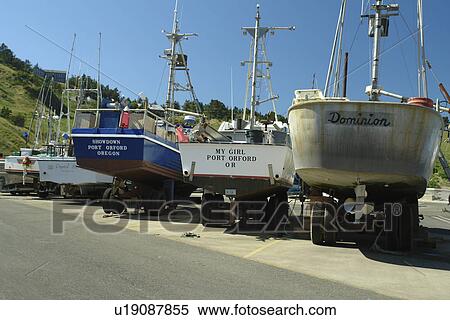 Port Orford, OR, Oregon, Pacific Ocean, Pacific Coast Scenic Byway, Rt Route, Highway 101, fishing boats, dry dock View Large Photo Image Stock Photography - Port Orford, OR, Oregon, Pacific Ocean, Pacific Coast Scenic Byway, Rt Route, Highway 101, fishing boats, dry dock. Fotosearch