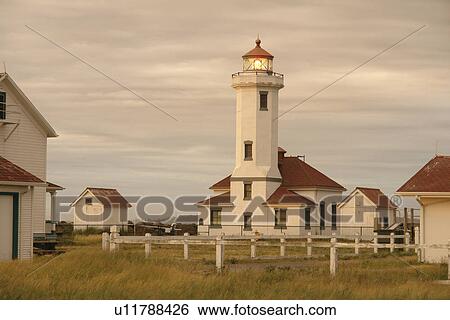 Stock Photograph -  Port Townsend, WA, Washington, Puget Sound, Point Wilson, Lighthouse. Fotosearch