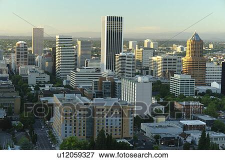 Stock Photo -  Portland, OR, Oregon, downtown, skyline. Fotosearch