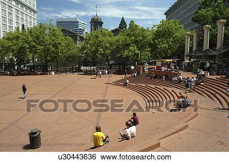 Portland, OR, Oregon, downtown, Pioneer Courthouse Square View Large Photo Image Stock Photograph - Portland, OR, Oregon, downtown, Pioneer Courthouse Square. Fotosearch