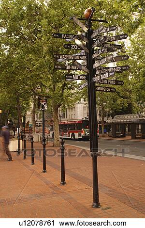 Portland, OR, Oregon, Pioneer Courthouse Square, mileage post, signs View Large Photo Image Stock Image - Portland, OR, Oregon, Pioneer Courthouse Square, mileage post, signs. Fotosearch