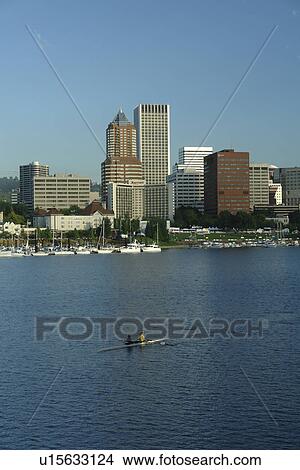 Picture -  Portland, OR, Oregon, Willamette River, downtown, skyline. Fotosearch