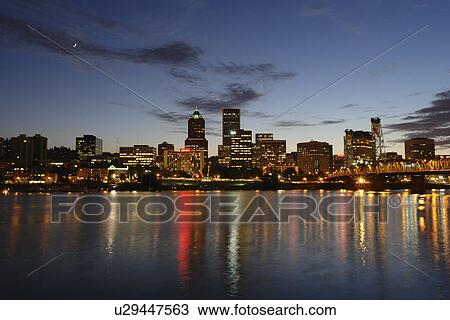 Portland, OR, Oregon, Willamette River, Hawthorne Lift Bridge, downtown, skyline, evening View Large Photo Image Stock Image - Portland, OR, Oregon, Willamette River, Hawthorne Lift Bridge, downtown, skyline, evening. Fotosearch